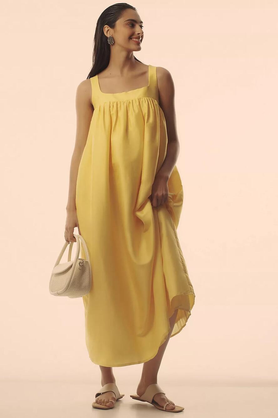 nwt ANTHROPOLOGIE x PINNACLE by Shruti Sancheti sz S Babydoll Maxi dress yellow